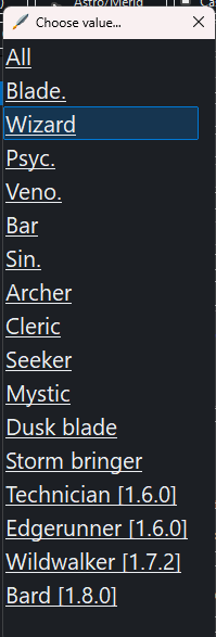Class Selection